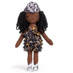 NIB HarperIman Rae 14'' Plush Linen Doll Black Dress